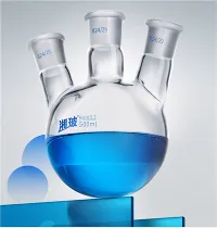 BKMAM Najbolje prodajana laboratorijska bučka iz borosilikatnega stekla s tremi vratovi in okroglim dnom.